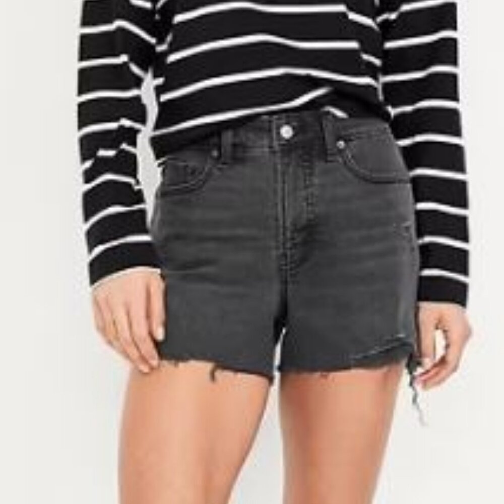Old Navy Black / Charcoal High-Rise Denim Shorts